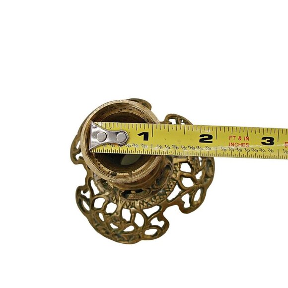 Ornate Small Brass Lamp Base Candlestick Holder Home Accents Vintage Retro 4x6" - Picture 10 of 12